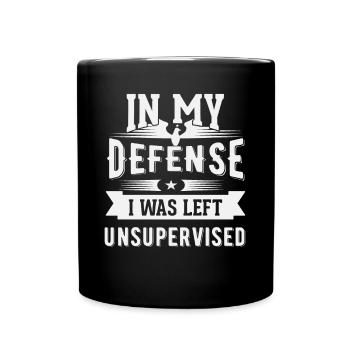 Cool Funny Tee Pour ma défense, j’ai été laissé - Mug uni - noir - Devant