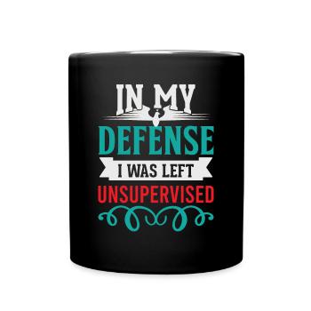 Cool Funny Tee Pour ma défense, j’ai été laissé - Mug uni - noir - Devant