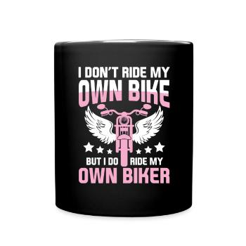 Biker Woman - Motorbike Riding Biker Girl - Full Colour Mug - black - Front