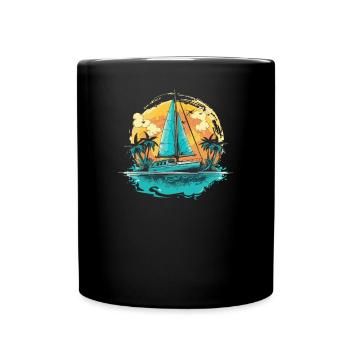 Sailboat Sailing Ship Sailing Yacht Vintage Sailing - Full Colour Mug - black - Front