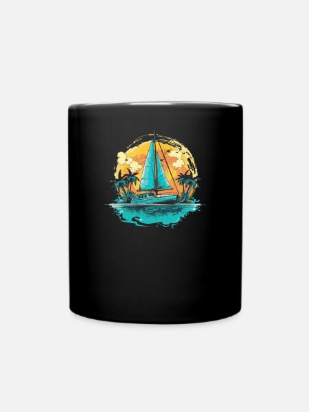 Voilier Voilier Voilier Yacht Vintage Voile - Mug uni - noir