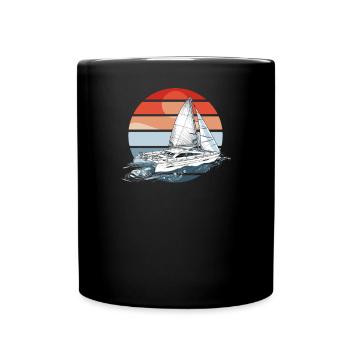 Catamaran-Boot Segelboot Segeln Segler - Tasse einfarbig - Schwarz - Vorne