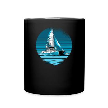 Catamaran boat sailboat sailing sailor - Full Colour Mug - black - Front