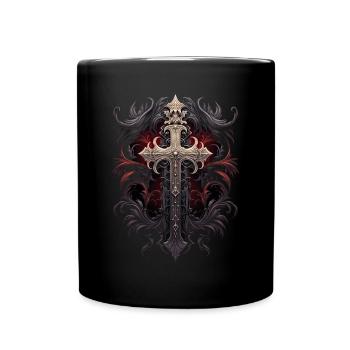 Gotisches Kreuz Goths Design Viktorianisch - Tasse einfarbig - Schwarz - Vorne