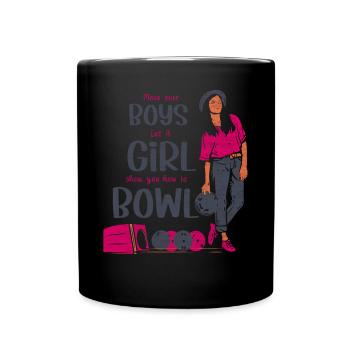 I'd Rather be Bowling retro for Man & Woman - Full Colour Mug - black - Front