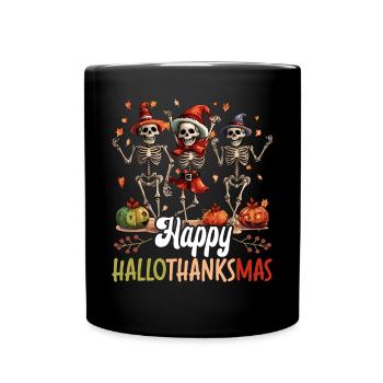 Hallothanksmas Halloween Thanksgiving Christmas - Full Colour Mug - black - Front
