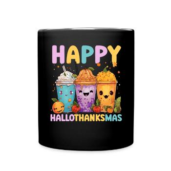 Hallothanksmas Halloween Thanksgiving Christmas - Full Colour Mug - black - Front