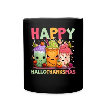 Hallothanksmas Halloween Thanksgiving Christmas - Full Colour Mug - black - Front