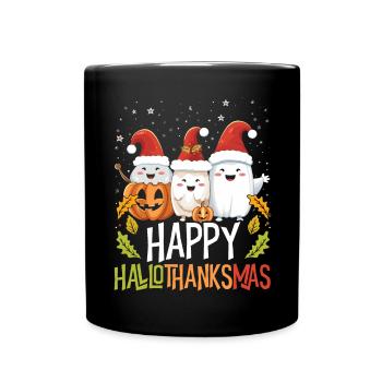 Hallothanksmas Halloween Thanksgiving Weihnachten - Tasse einfarbig - Schwarz - Vorne
