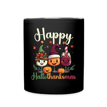 Hallothanksmas Halloween Thanksgiving Christmas - Full Colour Mug - black - Front