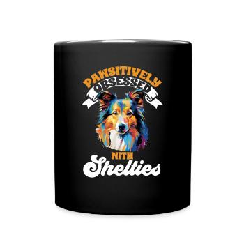 Shetland Sheepdog Dog - Obsédé par les pawsitives - Mug uni - noir - Devant