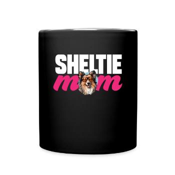 Shetland Sheepdog Dog Sheltie - Sheltie Mom - Full Colour Mug - black - Front