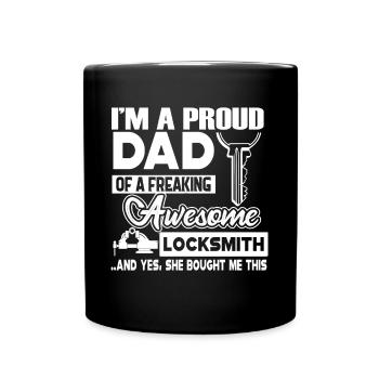 Locksmith Proud Dad Of Awesome Locksmith - Full Colour Mug - black - Front