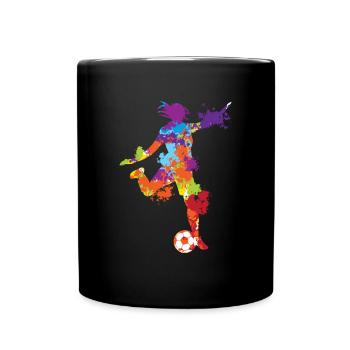 Splash Art Football Female Soccer Color Splash - Full Colour Mug - black - Front