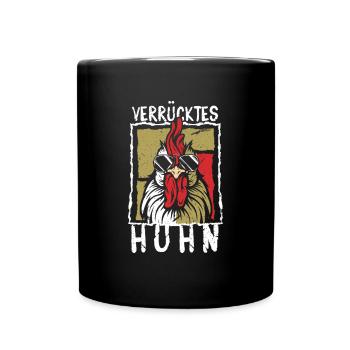 Verrücktes Huhn - Tasse einfarbig - Schwarz - Vorne