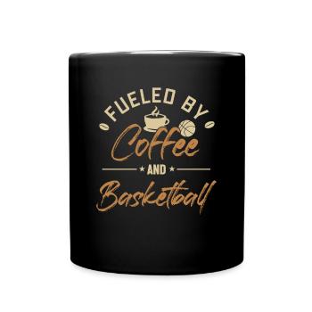 Fueled by Coffee and Basketball Basketballspieler - Tasse einfarbig - Schwarz - Vorne