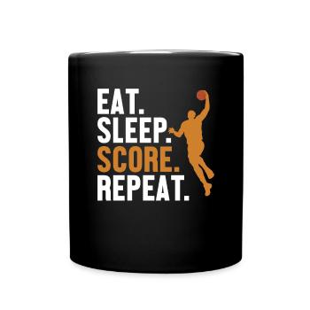 Manger Score de sommeil Répéter Basketballer Basketballfan - Mug uni - noir - Devant