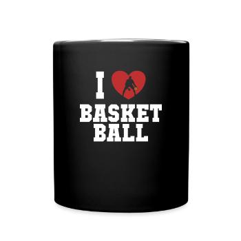 I love Basketball Basketballer Basketballkorb - Tasse einfarbig - Schwarz - Vorne