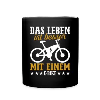 E-Bike Radsport Radfahrer Elektrofahrrad - Tasse einfarbig - Schwarz - Vorne
