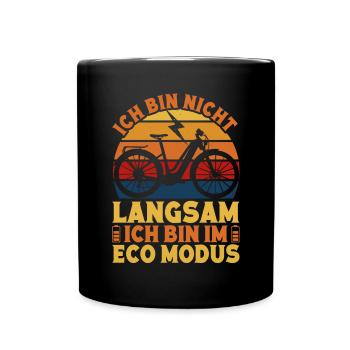 E-Bike Fahrrad Fahrradfahrer Elektrofahrrad - Tasse einfarbig - Schwarz - Vorne