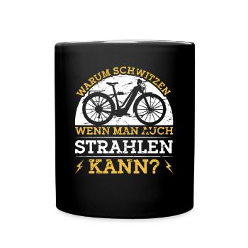 Fahrrad E-Bike Fahrradfahrer Elektrofahrrad - Tasse einfarbig - Schwarz - Vorne