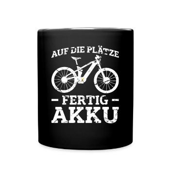 E-Bike Elektrofahrrad Fahrradfahrer Radfahrer - Tasse einfarbig - Schwarz - Vorne