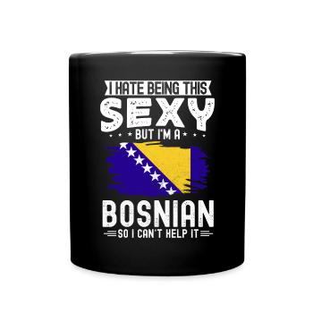 Bosnien und Herzegowina Flagge Bosnien - Tasse einfarbig - Schwarz - Vorne