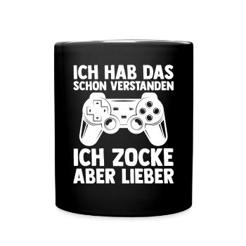 Zocker Zocken Gamer - Tasse einfarbig - Schwarz - Vorne