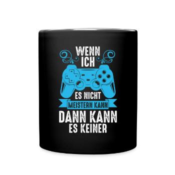 Zocker Zocken Gamer - Tasse einfarbig - Schwarz - Vorne