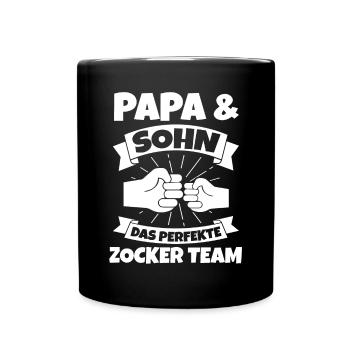 Zocker Zocken Vater Papa Sohn Gamer - Tasse einfarbig - Schwarz - Vorne