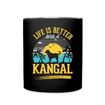 Das Leben ist beser mit einem Kangal - Tasse einfarbig - Schwarz - Vorne