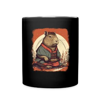 Capybara Samurai Wasserschwein - Full Colour Mug - black - Front