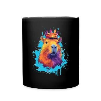 Capybara with capybara crown - Full Colour Mug - black - Front