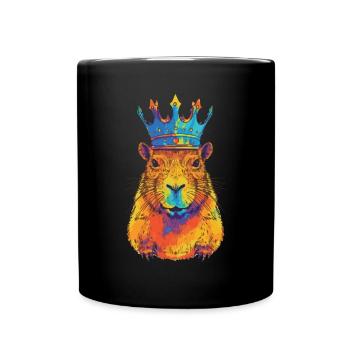 Capybara with capybara crown - Full Colour Mug - black - Front