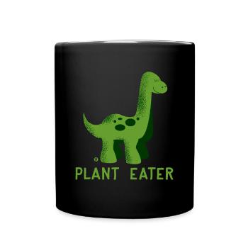 Niedlicher Dinosaurier-Pflanzenfresser - Vegetarisch - Tasse einfarbig - Schwarz - Vorne