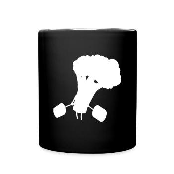 Veganes lustiges Brokkoli-Lifter-Design-Geschenk - Tasse einfarbig - Schwarz - Vorne