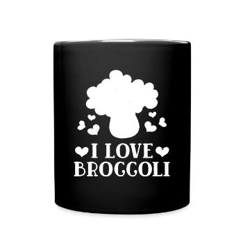 I Love Broccoli Funny Vegetarian Vegan Vegetables - Full Colour Mug - black - Front