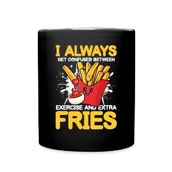 Exercise And Extra Fries Calisthenics - Tasse einfarbig - Schwarz - Vorne