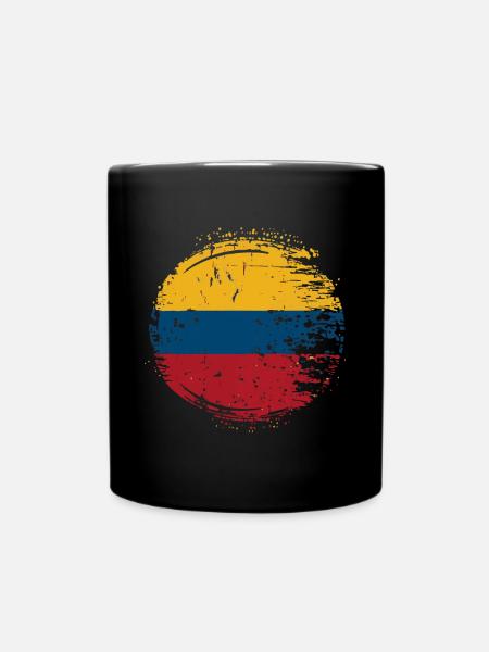 Flag of Colombia Distressed - Full Colour Mug - black