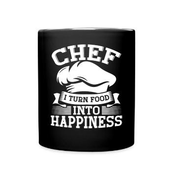 Chef Je transforme la nourriture en bonheur - Mug uni - noir - Devant
