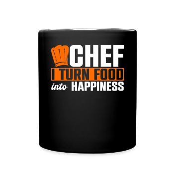Chef Je transforme la nourriture en bonheur - Mug uni - noir - Devant