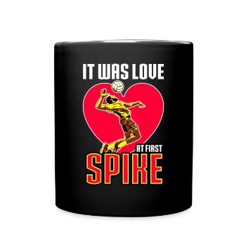 Volleyball It Was Love At First Spike - Full Colour Mug - black - Front