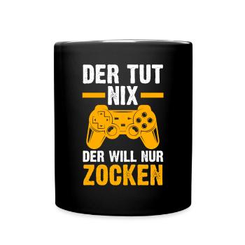 Zocker Zocken Gamer - Tasse einfarbig - Schwarz - Vorne