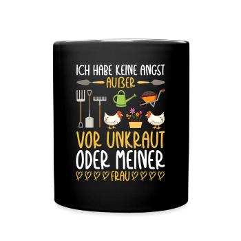 Gartenarbeit Schrebergarten Gärtnern Blumen Garten - Tasse einfarbig - Schwarz - Vorne