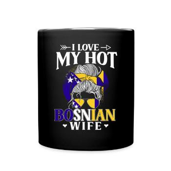 Bosnien und Herzegowina Flagge Bosnien - Tasse einfarbig - Schwarz - Vorne