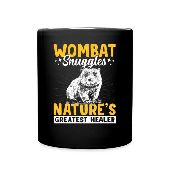 Wombat Kuschelt Australische Tiere Besitzer - Tasse einfarbig - Schwarz - Vorne