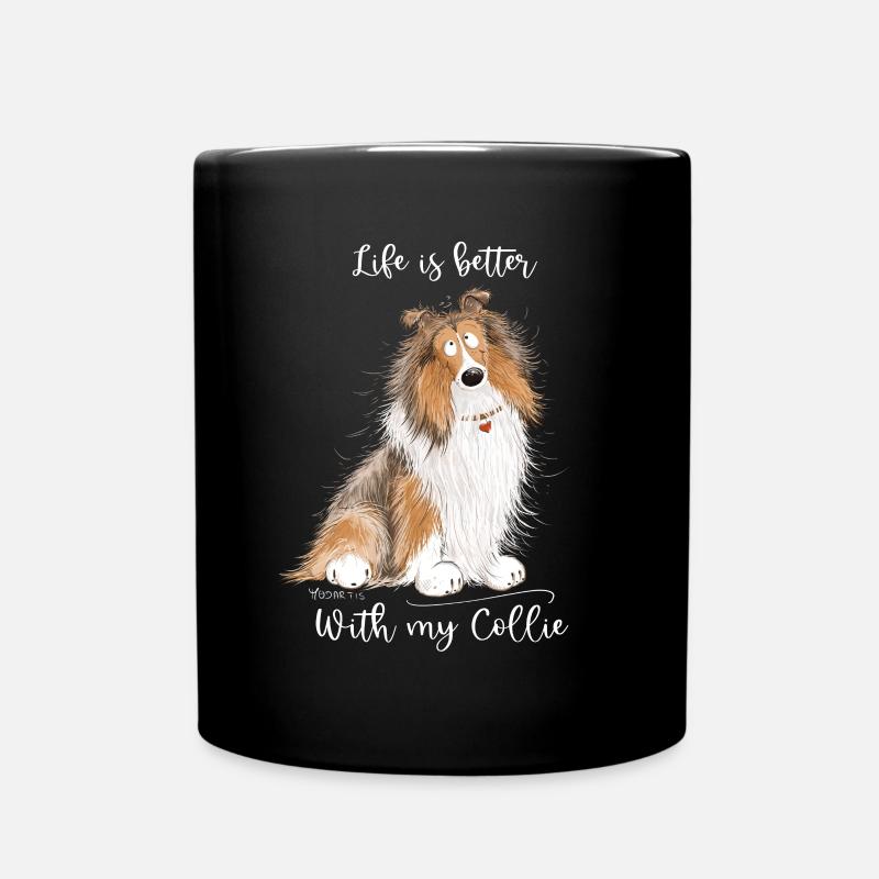 Collie Hunde Spruch Collie Rough I Langhaarcollie - Tasse einfarbig - Schwarz