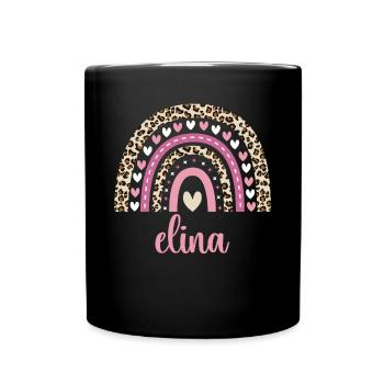 Elina Regenbogen Name Geburtstag Elina - Tasse einfarbig - Schwarz - Vorne