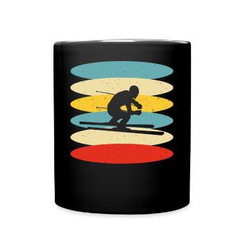 Ski Skifahren Skifahrer - Tasse einfarbig - Schwarz - Vorne