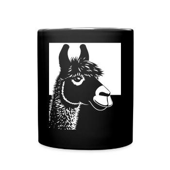Lustige Lama-Silhouette Freche Spaß-Lamas - Tasse einfarbig - Schwarz - Vorne